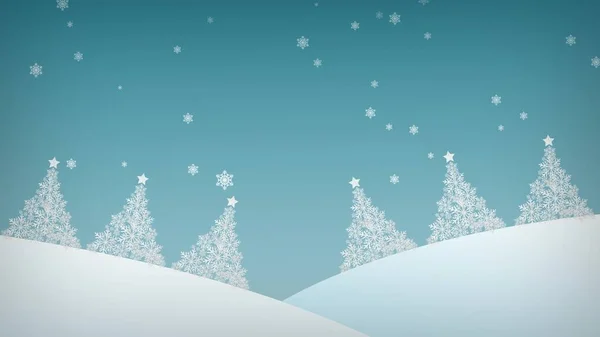 메리 크리스마스, 해피 뉴 이 얼 개념. 푸른 배경에는 겨울 눈이 내린다. 3d 렌더링 — 스톡 사진