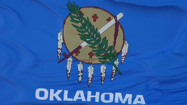 Flag of Oklahoma state, region of the United States, waving at wind. 3d rendering