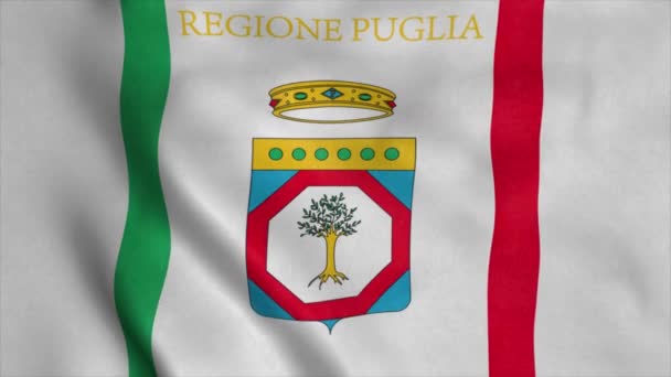 Apulia Region Flag Italy Waving Wind Background — Stock Video