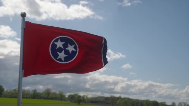Flag Tennessee Waving Wind Deep Beautiful Clouds Sky — Stock Video