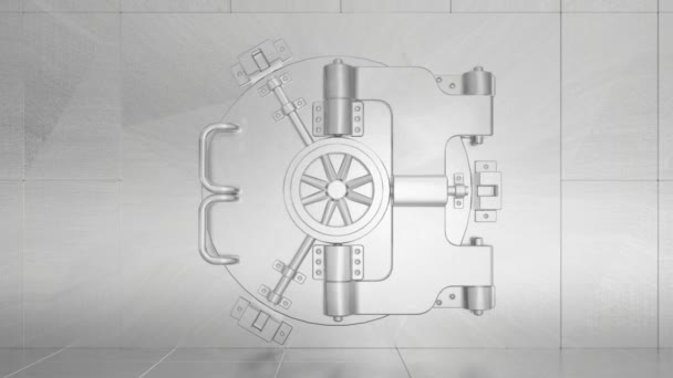 Banco Cofre Seguro Abertura Porta Câmera Lentamente Zoom Tela Verde — Vídeo de Stock