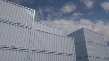 Lojistik ve ulaşım için beyaz kargo konteynerleri. İş konsepti.