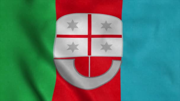 Лігурійський Прапор Італія Розмахуючи Вітром Фон — стокове відео