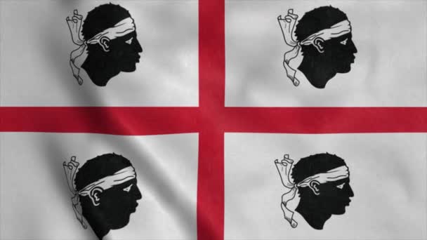 Прапор Області Сардинія Італія Розмахуючи Вітром Фоном — стокове відео