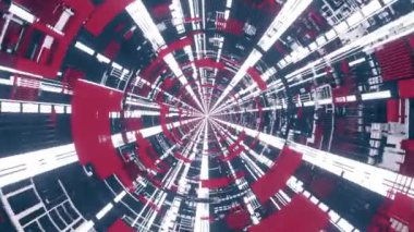 Uzay gemisi tüneline uçan kusursuz döngü, bilim kurgu uzay gemisi koridoru..