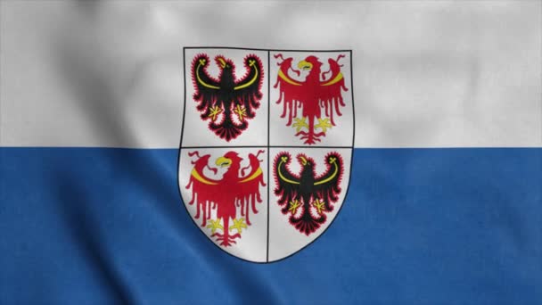 Vlajka Regionu Trentino Jižní Tyrolsko Itálie Vlnění Větru Pozadí — Stock video