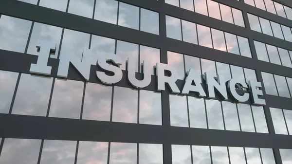 Insurance Corporation Building Glass Windows Sky Reflections Sign Insurance Facade — Stock Photo, Image