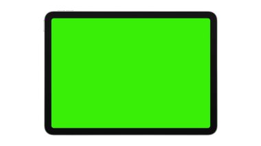 Yeşil ekranlı Tablet Bilgisayar beyaz arkaplanda izole edildi. 3d illüstrasyon.