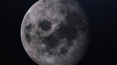 Ultra Gerçekçi Ay kendi ekseni etrafında yavaşça dönüyor. 3d illüstrasyon.