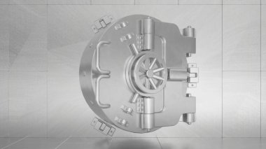 Banka kasa kapısı, kiralık kasa. 3d oluşturma.