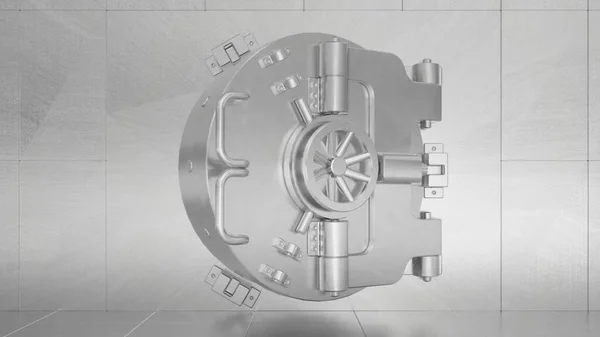 Bank safe vault door, deposit box. 3d rendering.