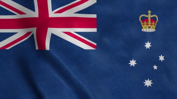 Victoria State Flag Australië Wapperend Wind Realistische Achtergrond — Stockvideo