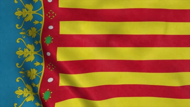 Drapeau Communauté Valencienne Espagne Agitant Vent Fond Réaliste — Video