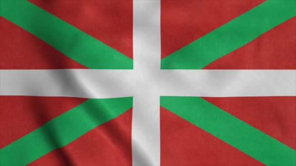 Bandera Del País Vasco España Ondeando Con Viento Cielo Sol — Vídeo de stock