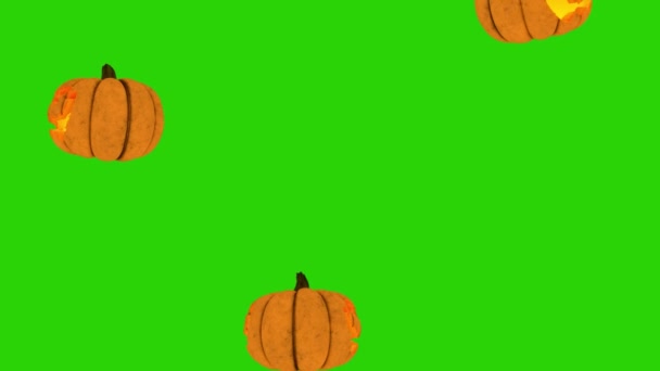 Падають Гарбузи Зеленому Екрані Фон Хеллоуїна — стокове відео