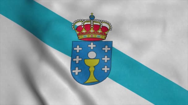 Galicia Flag Spain Waving Wind Realistic Background — Stock Video