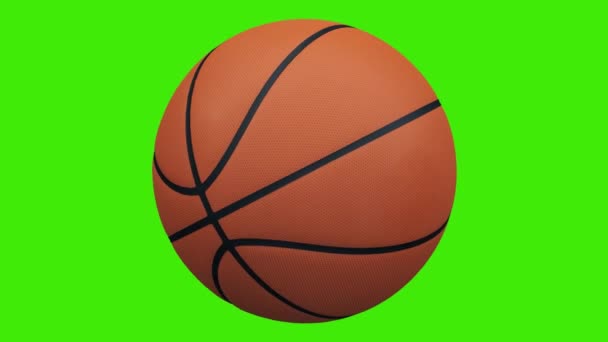 Basketbol Topu Yeşil Ekranda Dönüyor Kromakey Arkaplan Döngü — Stok video