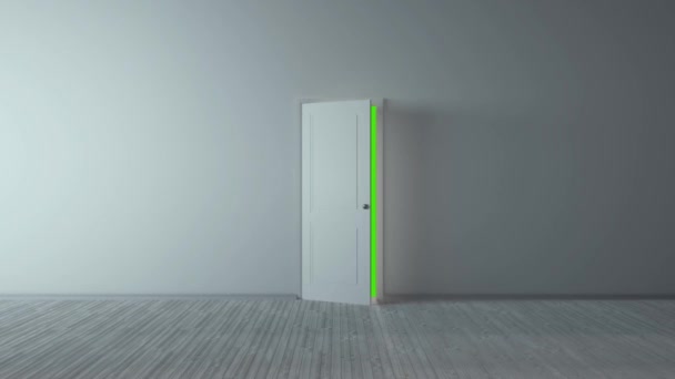 White Classic Design Door Opening Green Screen — Stock Video