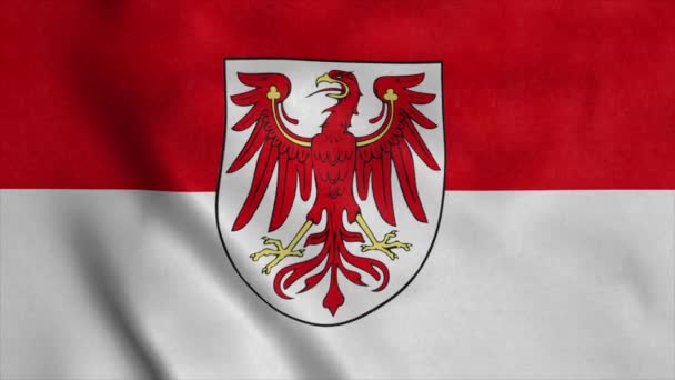 Brandenburg Flagga Tyskland Vinka Vinden Realistisk Bakgrund — Stockvideo