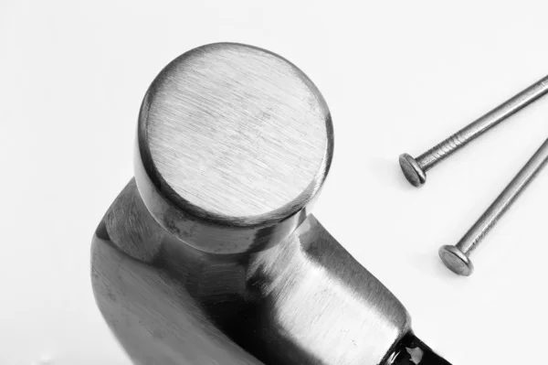 Nails and Hammer up Close — Stock Photo, Image