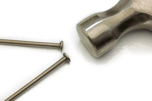 Nails and Hammer up Close — Stock Photo, Image