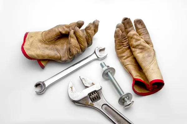 Gloves, Wrenches and Bolt — Stock Photo, Image