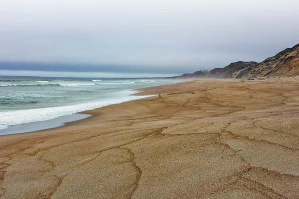 Nebbia si deposita sopra la spiaggia della costa del Pacifico — Foto Stock