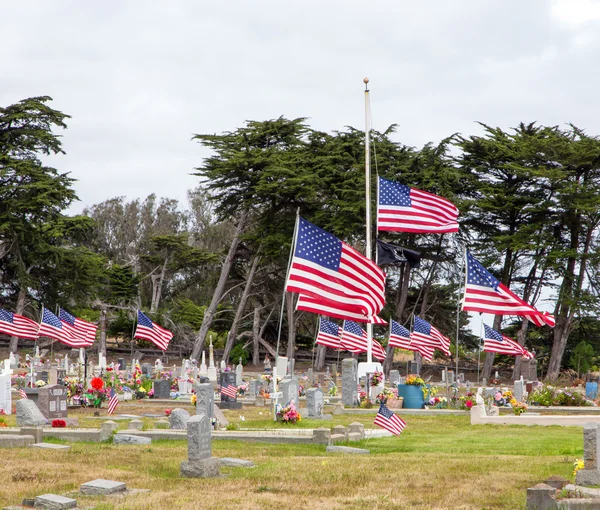 Drapeaux américains honorant des morts de guerre — Photo