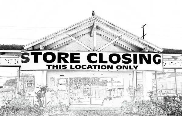 Закрытие магазина в черно-белом цвете — стоковое фото