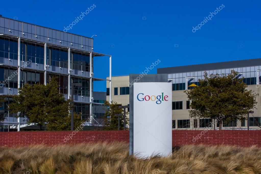 Exterior view of a Google's Googleplex Corporate headquarters. Google is an American multinational corporation specializing in Internet-related services and products.