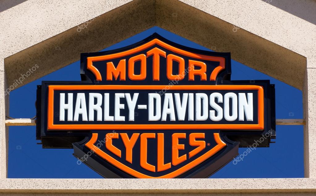 Harley-Davidson Motor Cycle sign. Harley-Davidson, Inc. is an American motorcycle manufacturer.