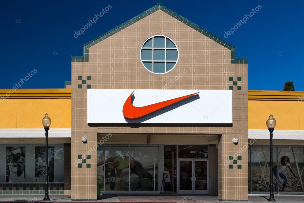 Nike store exterior. Nike markets and sells footwear, apparel, equipment, accessories and services.