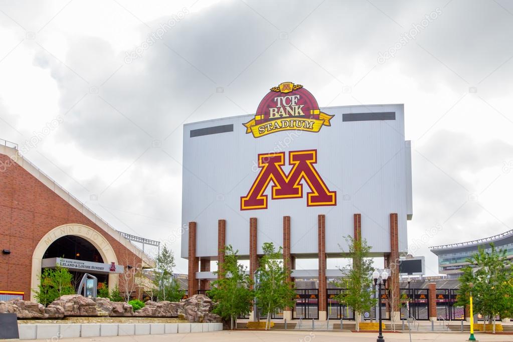TCF Bank Stadium on the campus of the University of Minnesota. TCF Bank is an outdoor stadium and home to the Minnesota Golden Gophers football team.