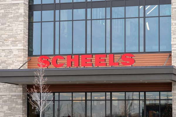 Minneapolis Usa 2021年12月22日 Scheels All Sports小売店舗の外観サインと商標ロゴ — ストック写真