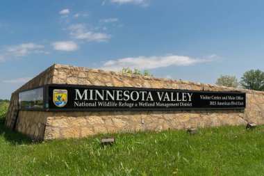 BLOOMINGTON, MN, USA - JUNE 13, 2022: Entrance to Minnesota Valley National Wildlife Refuge clipart