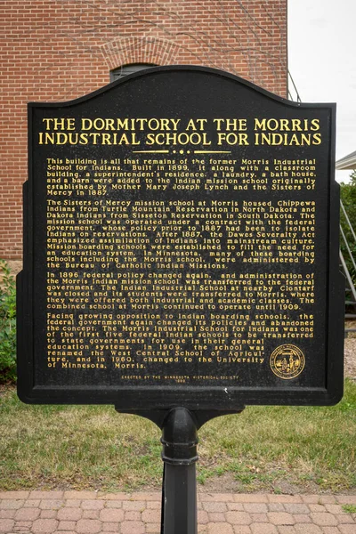 Morris Usa July 2022 Dormitory Morris Industrial School Indians Placard — Stok fotoğraf
