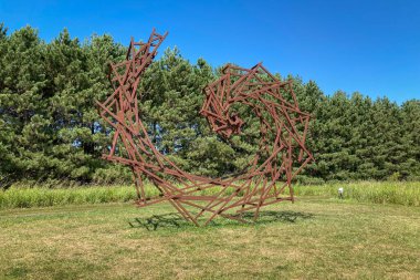 FRANCONIA, MN, USA - AUGUST 5, 2022: Fibonacci Wannabe Exhibit at Franconia Sculpture Park.
