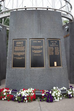 STILLWATER, MN, USA - AUGUST 24, 2022: Civil War placard at Stillwater Minnesota Veterans Memorial.