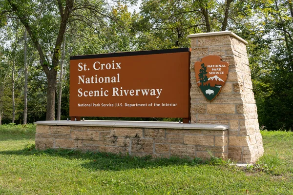 Acqua Stillata Usa Settembre 2022 Croix National Scenic Riverway Sign — Foto Stock