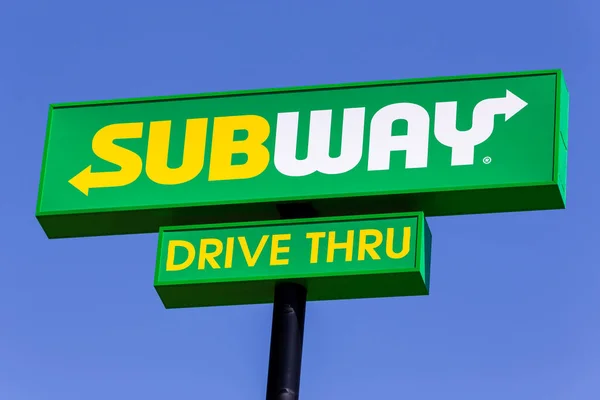 Hammond Eua Maio 2021 Subway Resturaunt Sinal Exterior Logotipo Marca — Fotografia de Stock