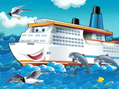 büyük, mutlu bir cruise gemisi