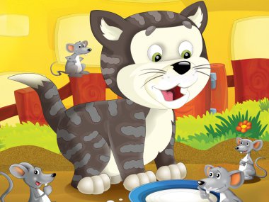 çiftlik karikatür kedi