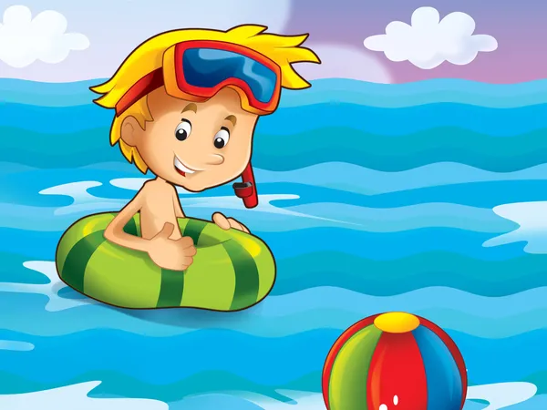 Boy swimming in the water — Zdjęcie stockowe
