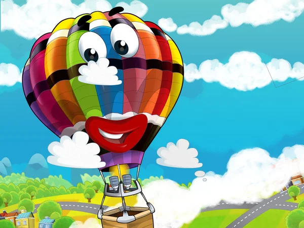 Catroon ballon vliegen — Stockfoto