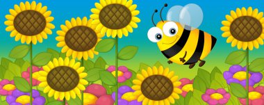 çiçek alan illüstrasyon