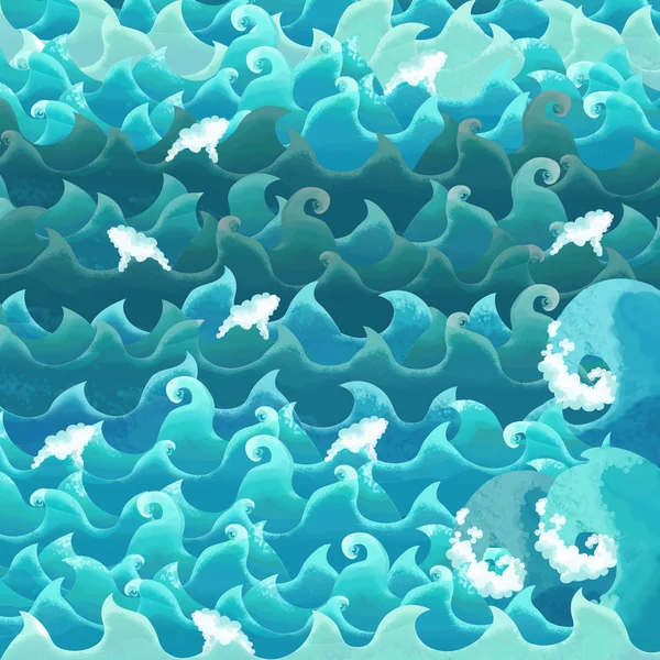 Művészi rajzfilm minta hullámok, mint a szökőár — Stock Fotó