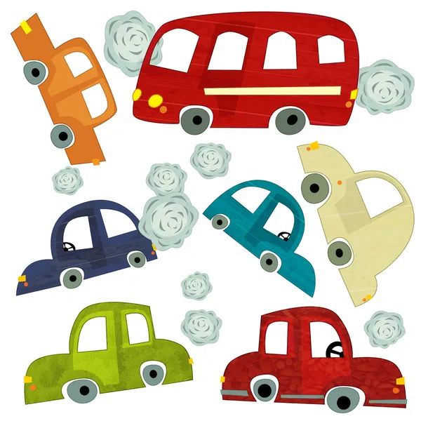 Die Illustration mit verschiedenen Autos - Dekoration - fröhlich und lustig — Stockfoto
