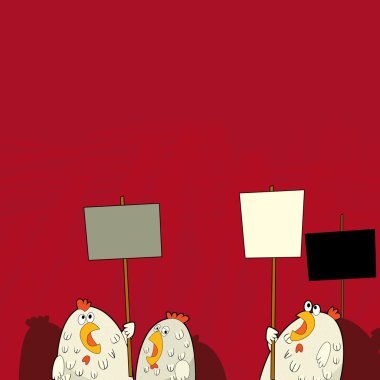 Chicken agitation or protest on farm clipart