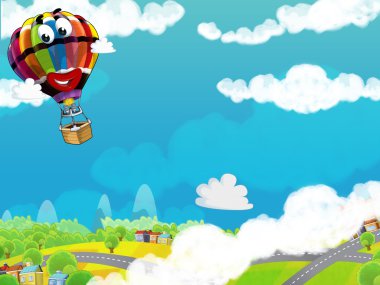 karikatür balon uçan