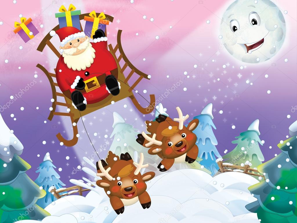The santa claus flying with the sack full of presents Stock Photo by  ©illustrator_hft 12206278